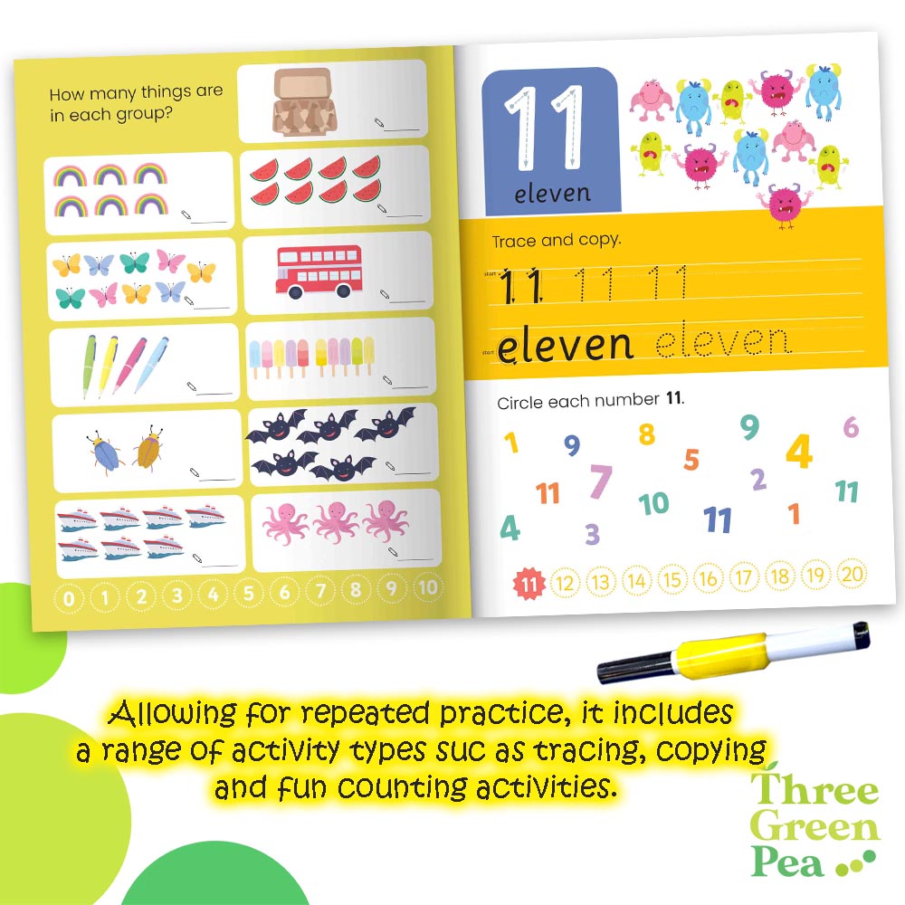 Wipe Clean Books for Children - Write and Wipe Counting 123 for 4 years and above