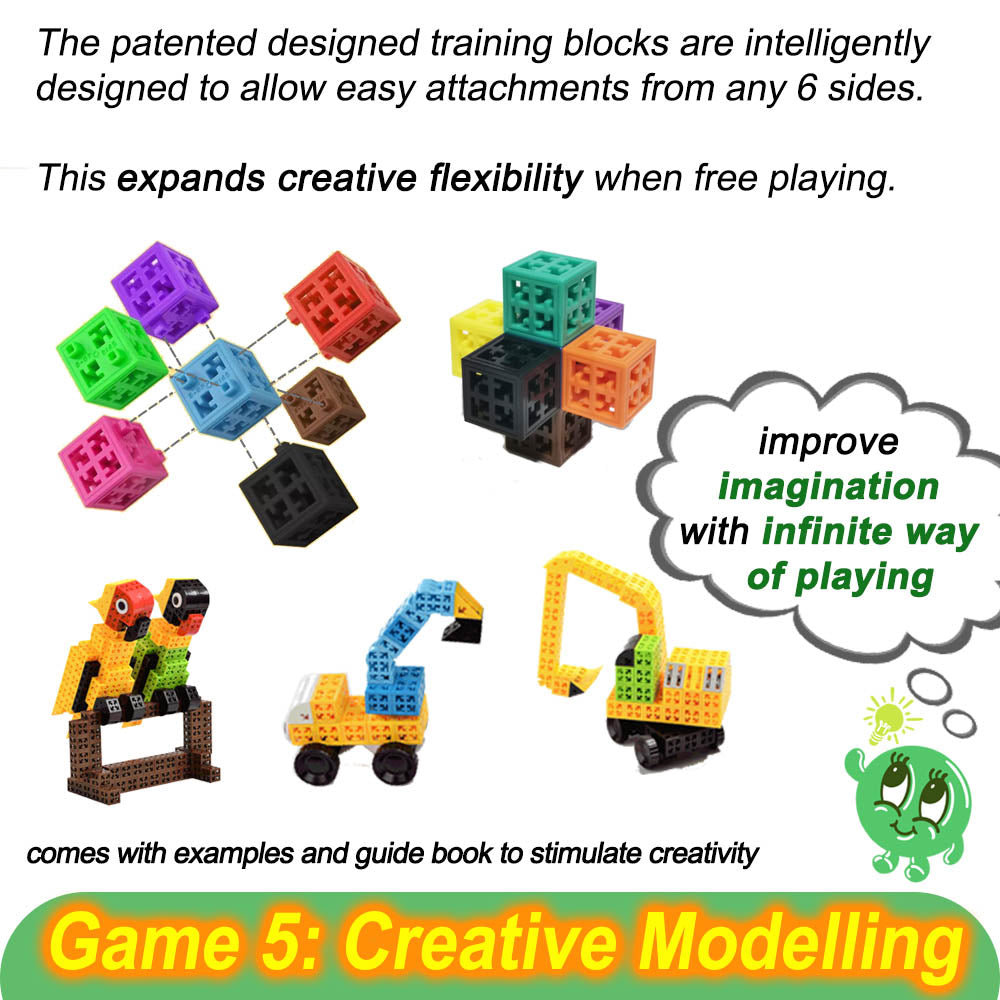 Building Blocks with 5-in-1 Games for Age 5-7 year old | Tangram / Katamino / 3D Pyramid / Rainbow Bridge & Cubix / Creative Modelling | Great for Children Brain Stimulation