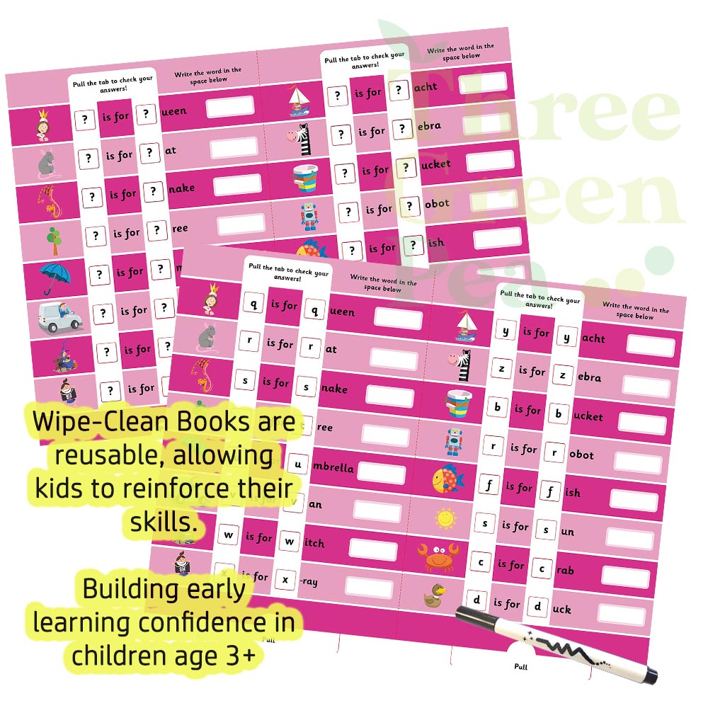 Children Wipe-Clean Activity Book - Lets Learn Counting / Lets Lean the Alphabets with Pull Tab Answers | Suitable for Age 3+ | Children Development / Math / Learning [C4-5]