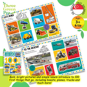 First 100 Words - Things that Go Stickers and Colour Activity Book | Suitable for Children Age 3 and above