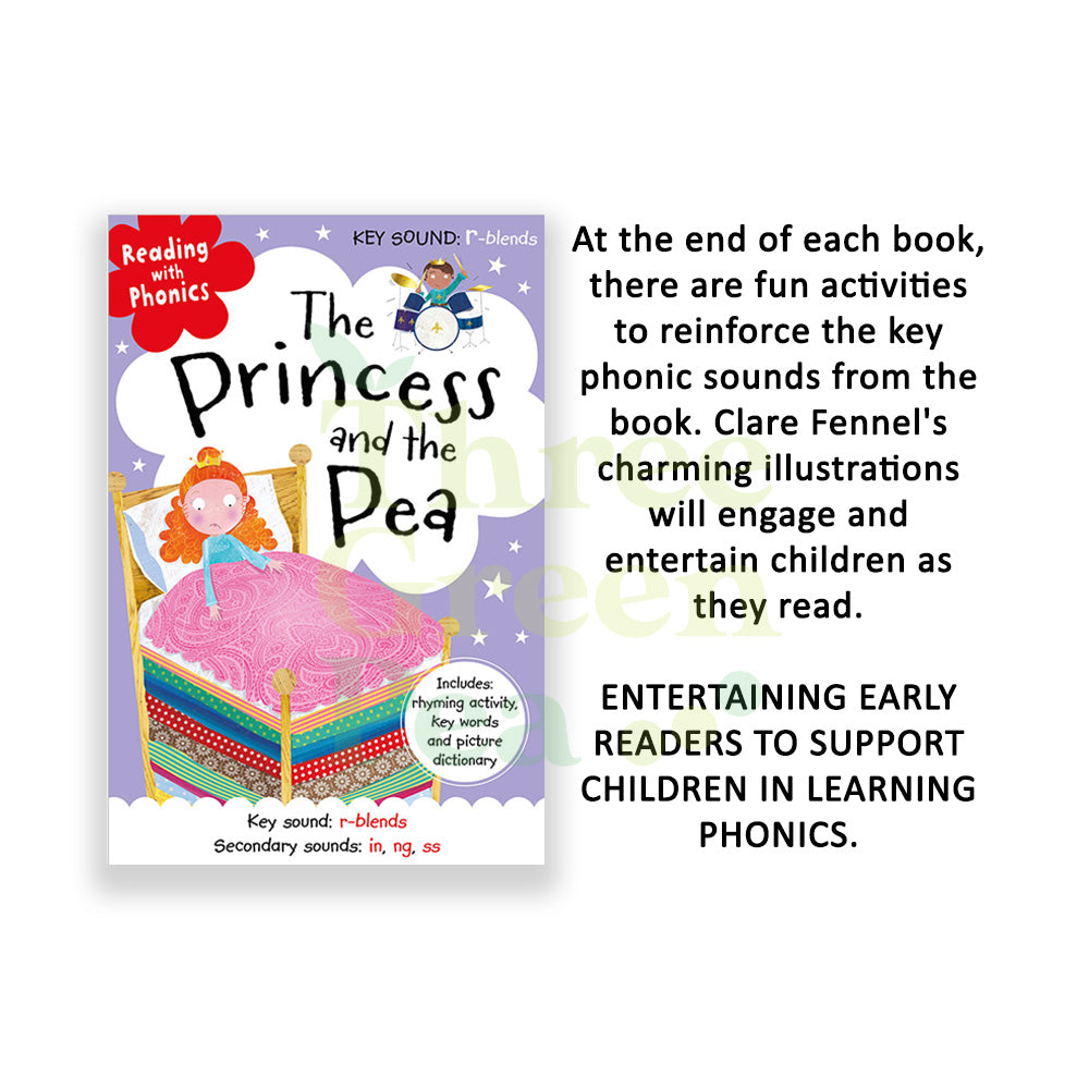 [Bundle of 5] Reading with Phonics Children Story books | The Princess and the Pea / Three Billy Goats Gruff / Little Red Riding Hood / The Gingerbread Man / Jack and the Beanstalk