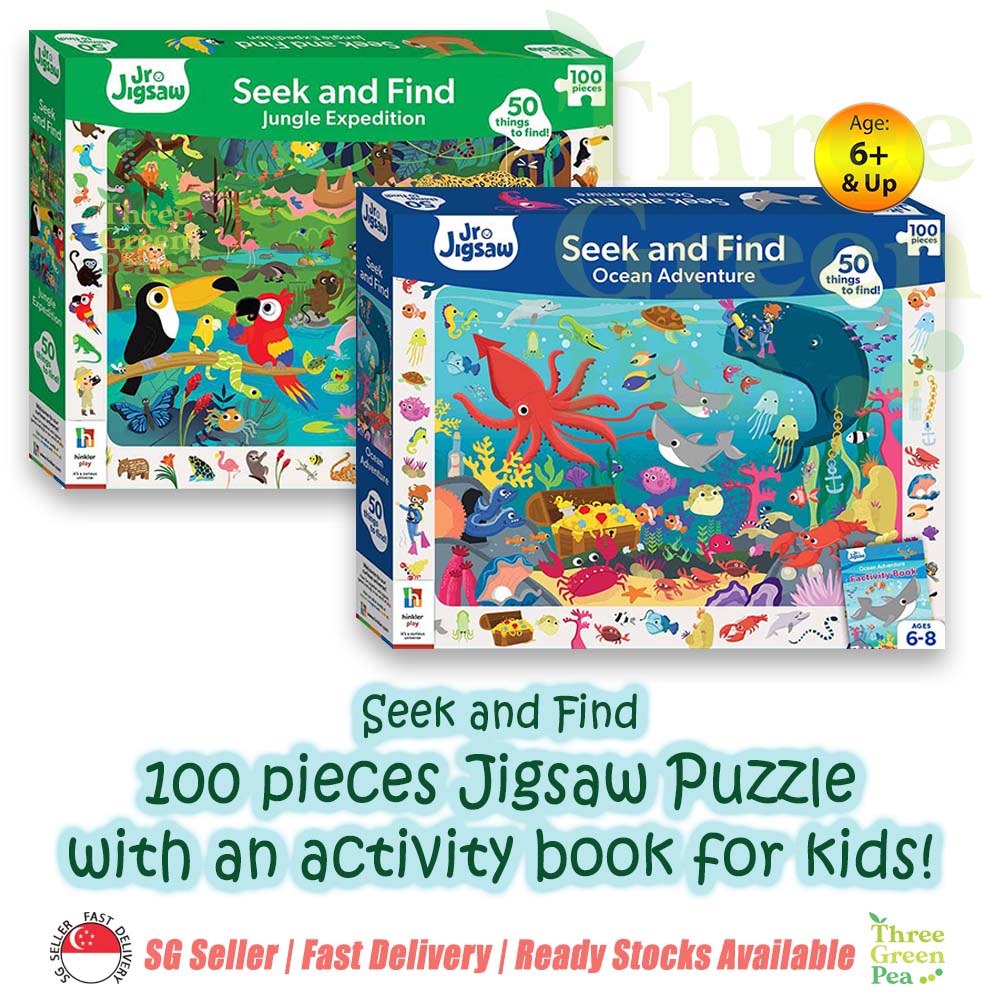 Children Jigsaw Puzzles and Activity Book | 100 pieces Seek and Find Puzzle (Ocean Adventure / Jungle Expedition) | Great Gifts for kids ages 6 and above [B3-3]