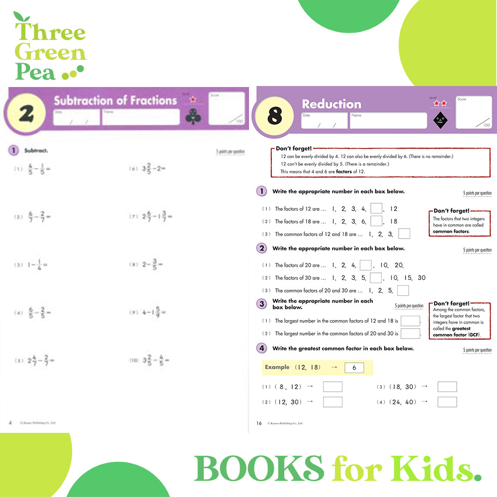 Original] Kumon Math Workbooks Grade 6 - Fractions