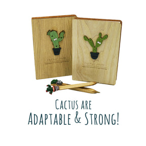 Wooden Design Notebook (Cactus Series) - Journal, Diary, Travel Logbook Great for Gift Ideas
