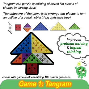 Building Blocks with 5-in-1 Games for Age 5-7 year old | Tangram / Katamino / 3D Pyramid / Rainbow Bridge & Cubix / Creative Modelling | Great for Children Brain Stimulation
