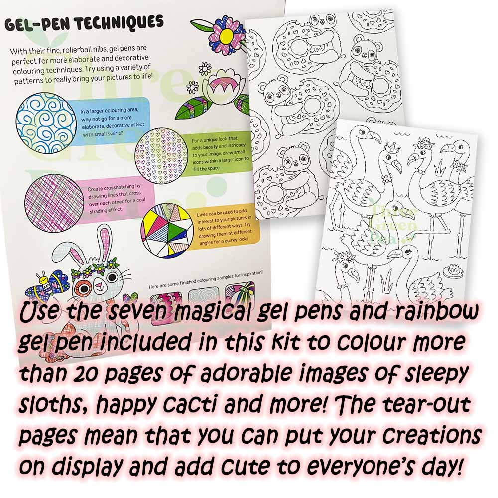 Children Activity Set | Kaleidoscope Colouring - Calligraphy / Kawaii Colouring / Too Cute Colouring | Suitable for Ages 4 and above - Great Gift Ideas