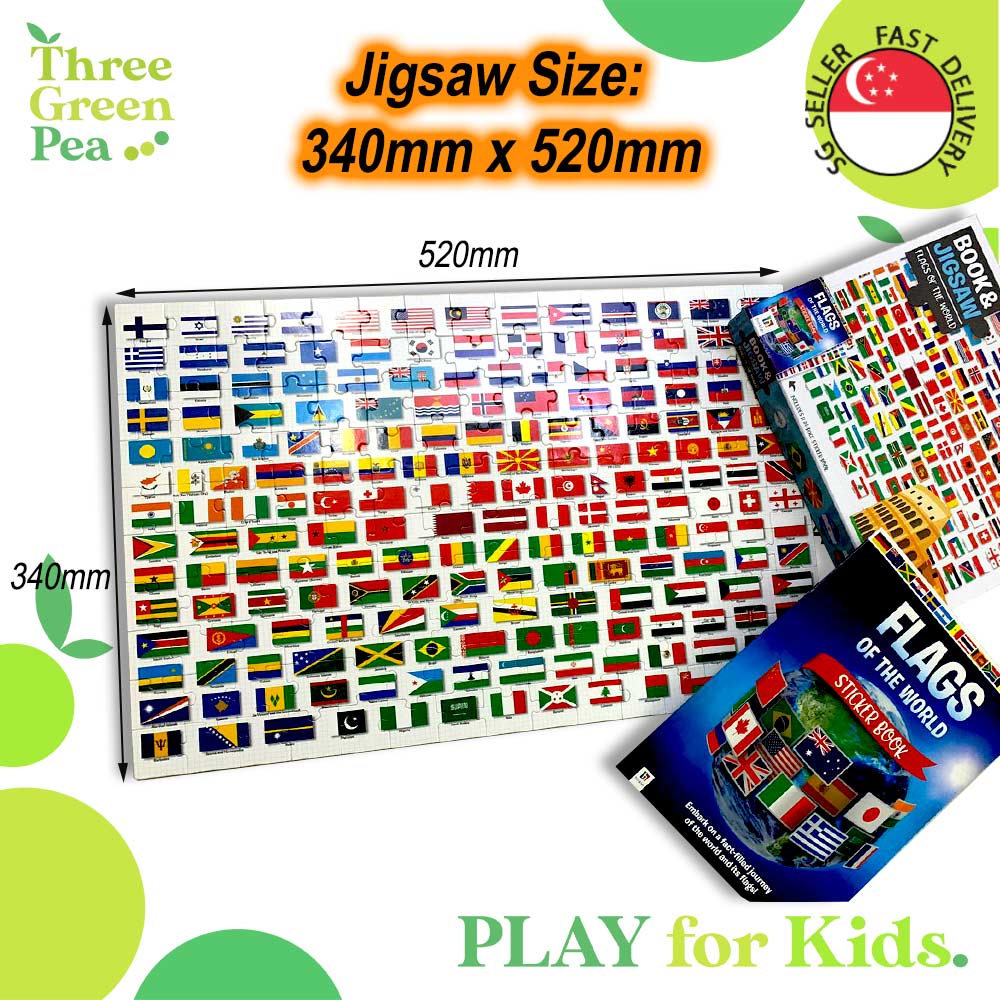 Jigsaw Puzzle for Kids [150 pieces Book and Jigsaw - Map of the World / Flags  Great Gift Ideas for Children [B2-2]