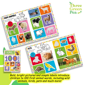 First 100 Words - Animals Stickers and Colour Activity Book | Suitable for Children Age 3 and above