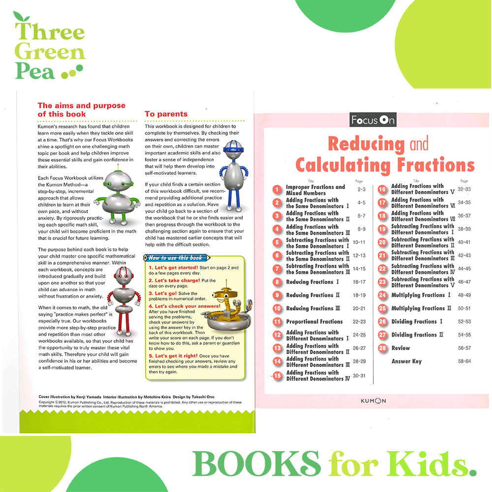 [Original] Kumon Math Workbooks - Focus On - Reducing and Calculating Fractions