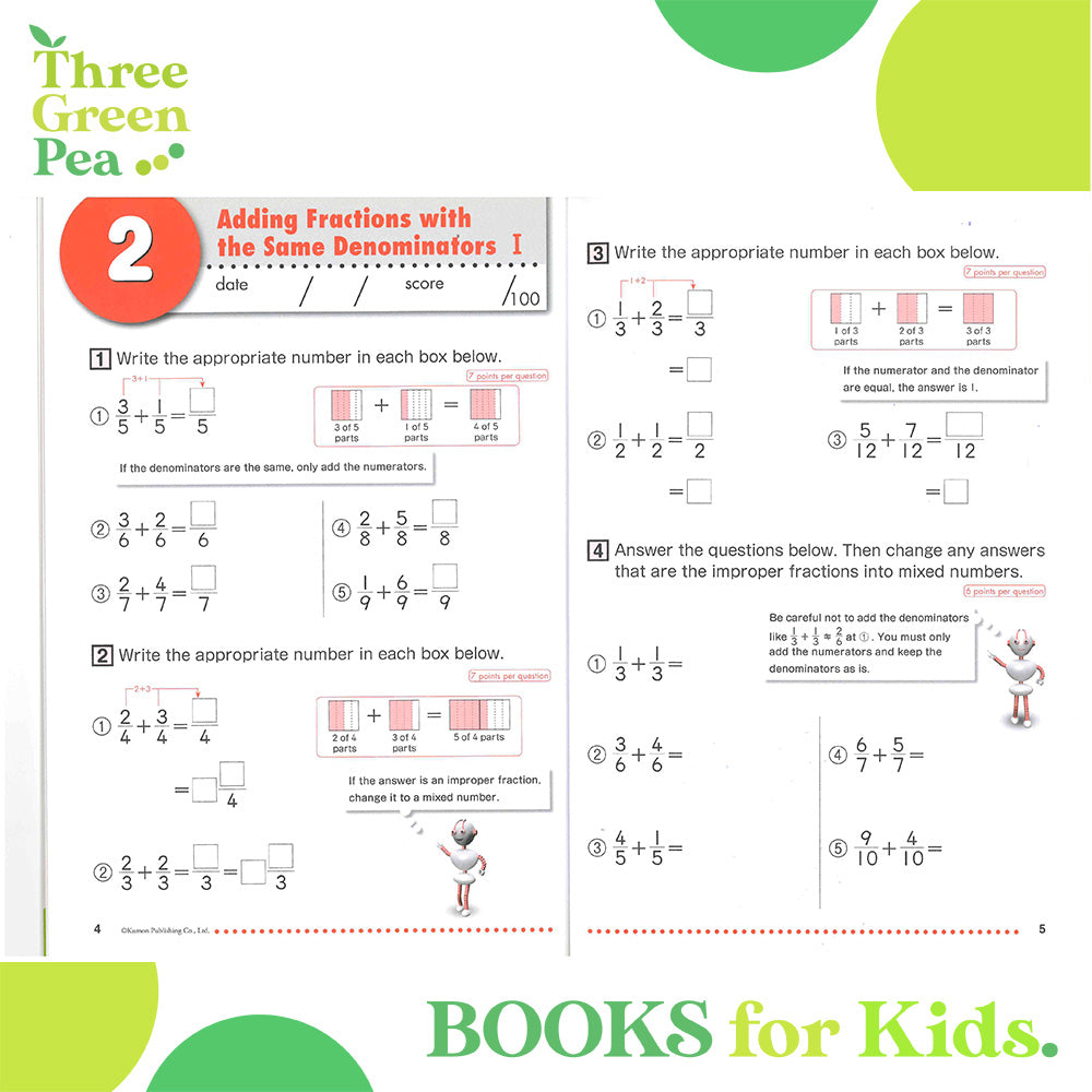 [Original] Kumon Math Workbooks - Focus On - Reducing and Calculating Fractions