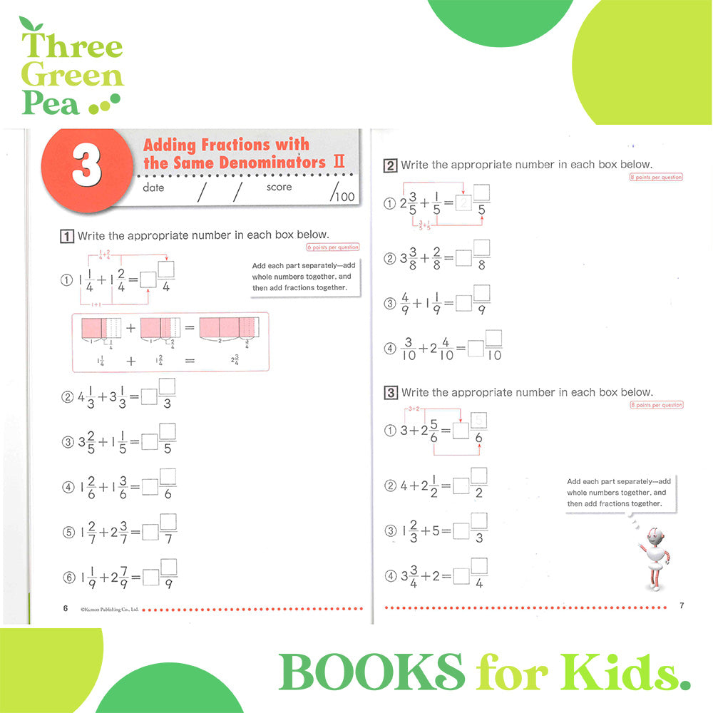 [Original] Kumon Math Workbooks - Focus On - Reducing and Calculating Fractions