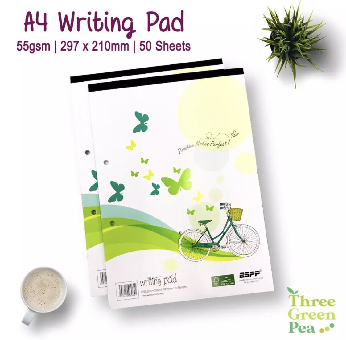 High Quality Writing Pad Paper A4 55gsm - 50 Sheets (Pack of 4)