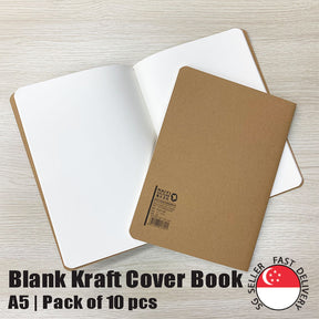 [Pack of 5 or 10] A5/B5 Kraft Cover Blank Travel Journal Notebook
