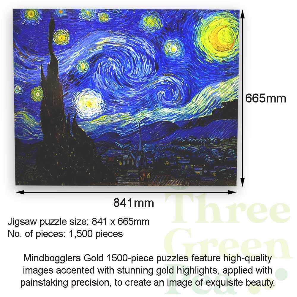 Jigsaw Puzzle for Adults - 1500 pcs Starry Night by Vincent Van Gogh | Mindbogglers Gold - Great as Gift Ideas