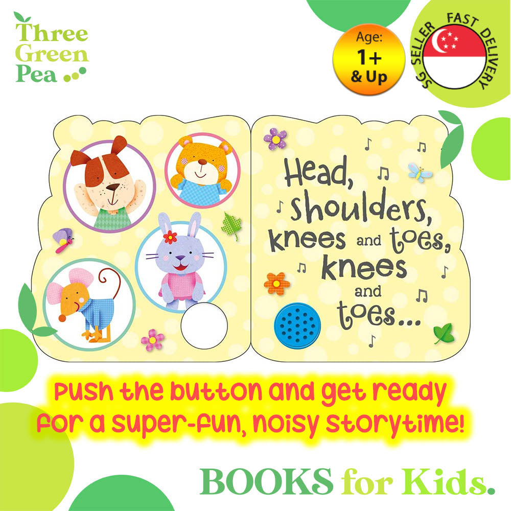 Shaped Sound Board Books for Toddlers : Head, Shoulders, Knees And Toes - Read-Along Storybooks - For Babies & Toddlers