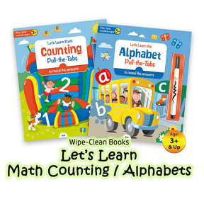 Children Wipe-Clean Activity Book - Lets Learn Counting / Lets Lean the Alphabets with Pull Tab Answers | Suitable for Age 3+ | Children Development / Math / Learning [C4-5]