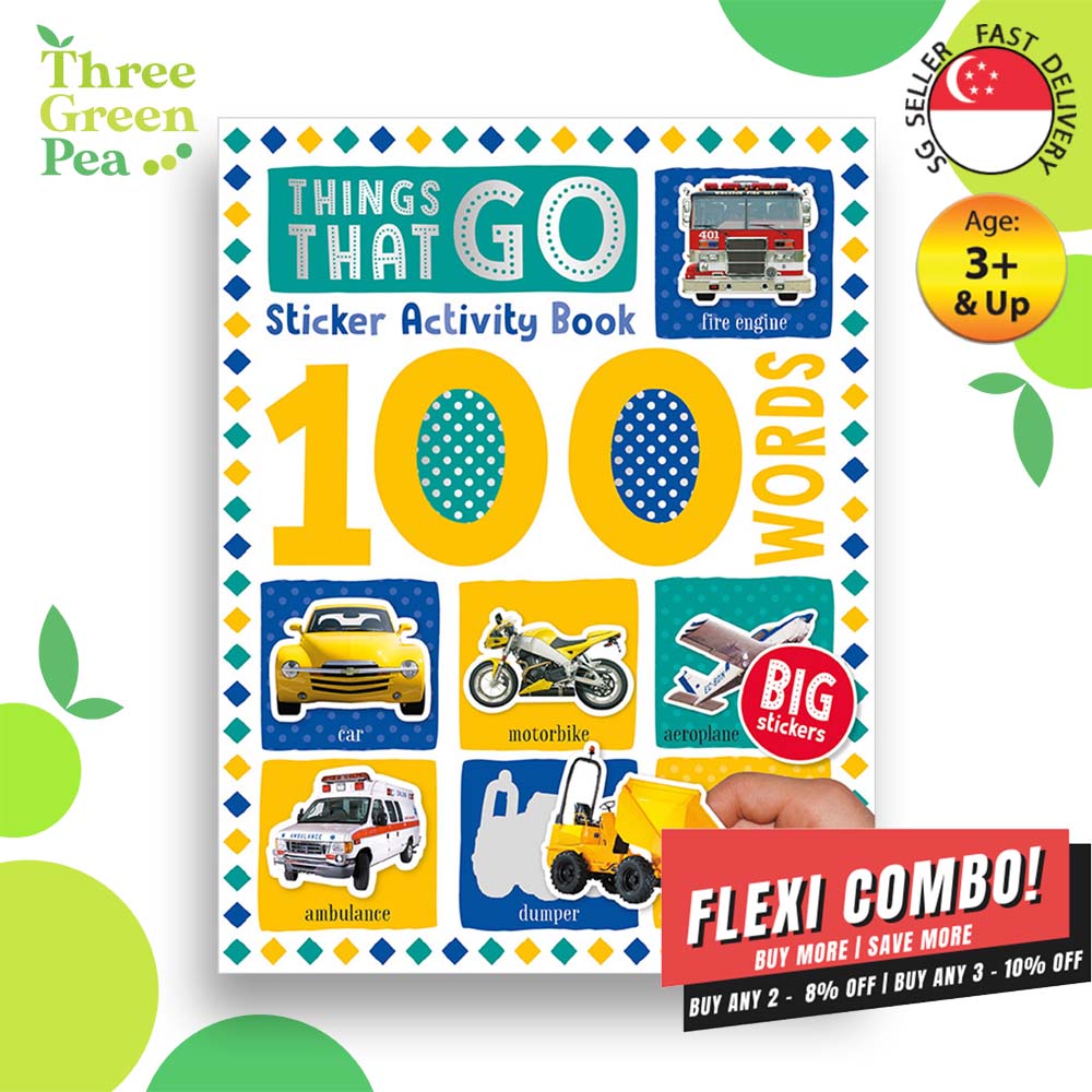 First 100 Words - Things that Go Stickers and Colour Activity Book | Suitable for Children Age 3 and above