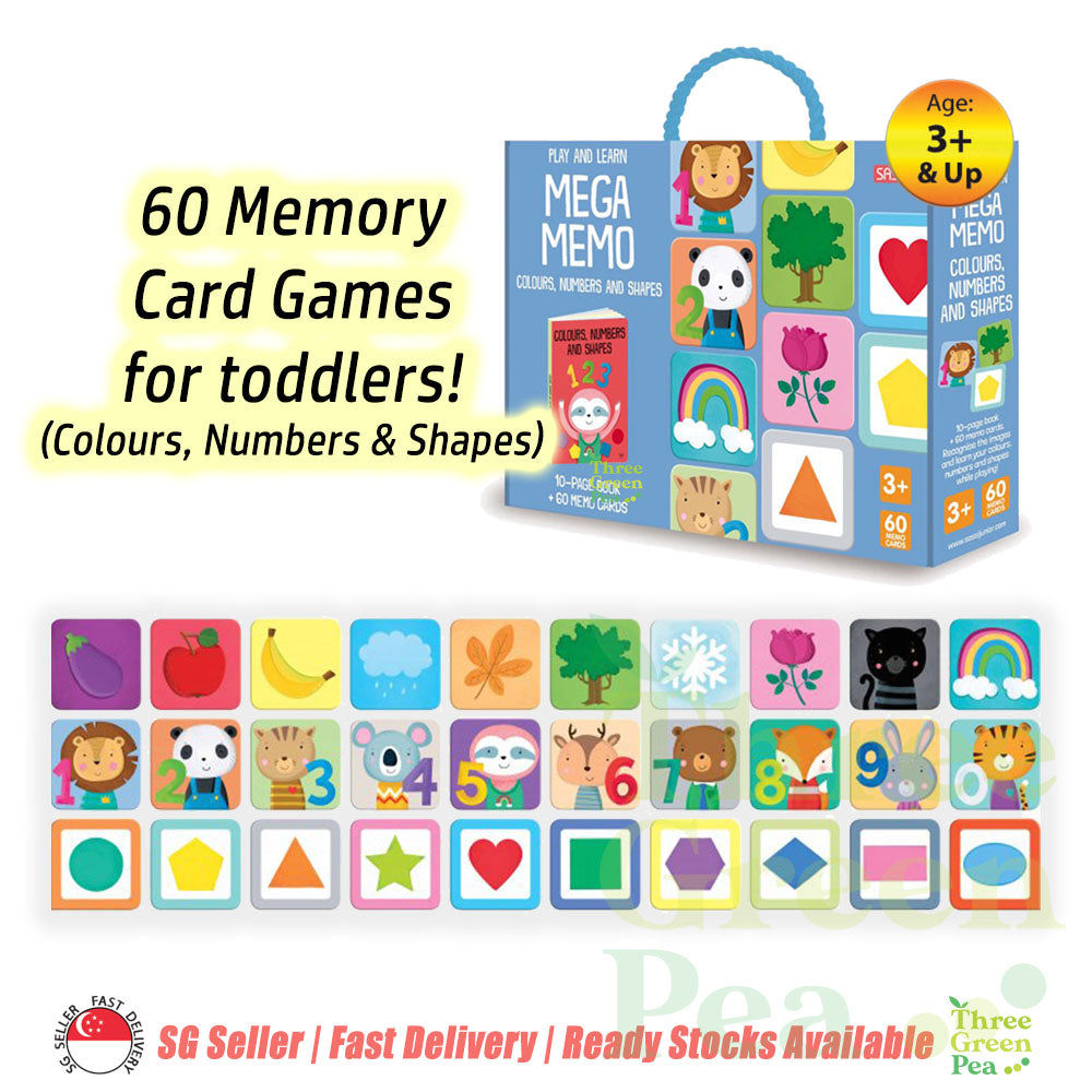 Memory Card Game for Children | Sassi - Play and Learn Mega Memo Cards (Colours, Numbers n Shapes) | Suitable for Age 3+ | Great Children Gift Ideas