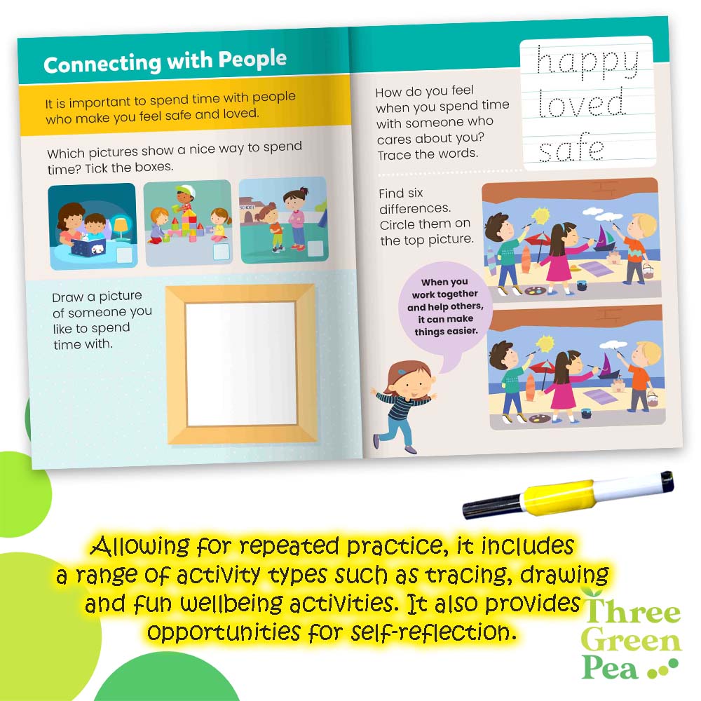 Wipe Clean Books for Children - Write and Wipe Wellbeing - for 3 years and above