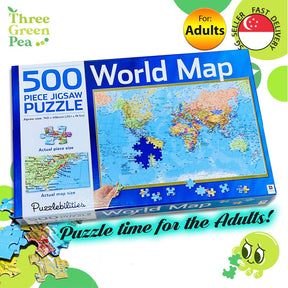 Jigsaw Puzzle for Adults - 500 pieces World Map / Flags of the World (Puzzlebilities) - Great Gift Ideas [B2-1]