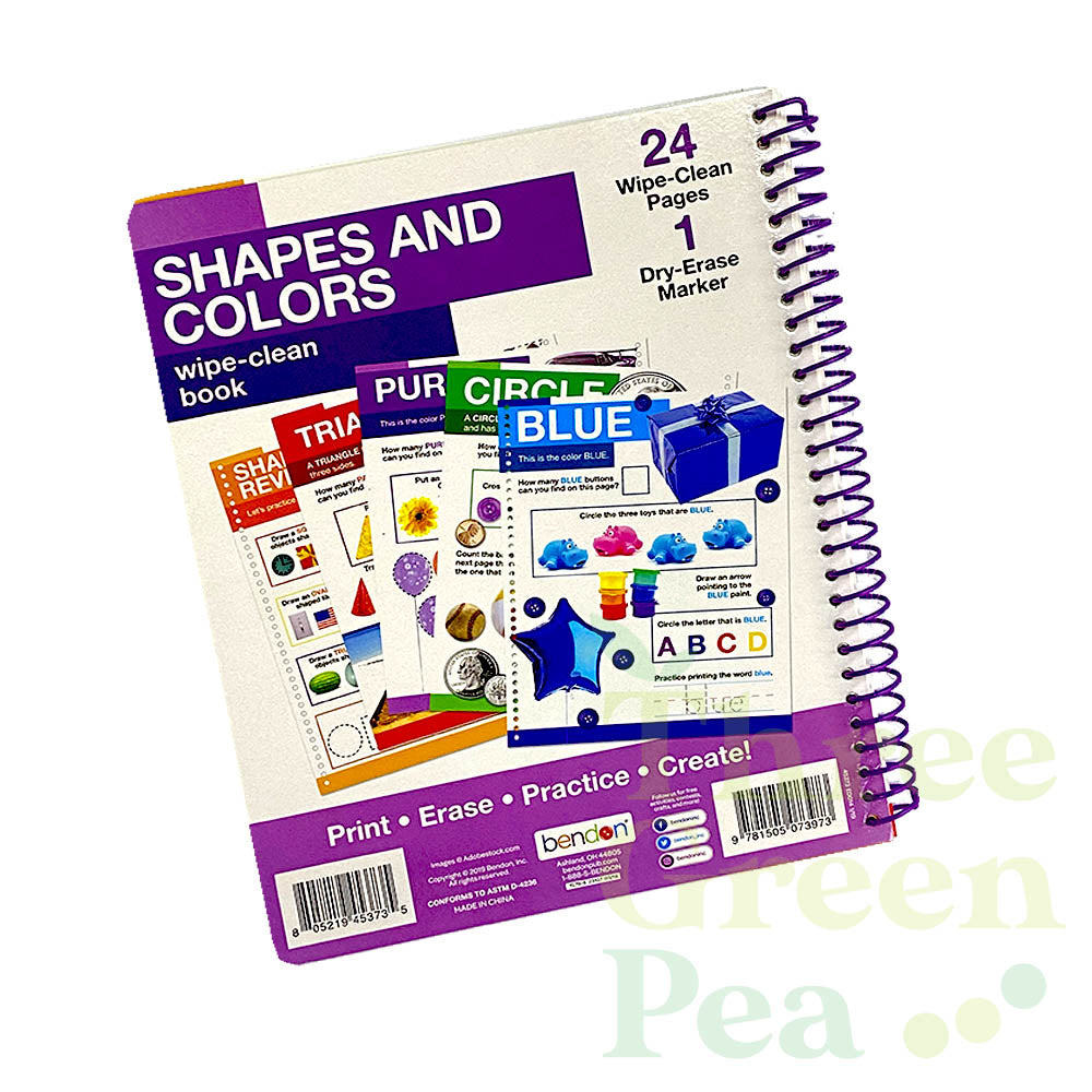 Children Wipe-Clean Workbooks with Erasable Marker | Shapes and Colors / Addition and Subtraction / Draw and Write