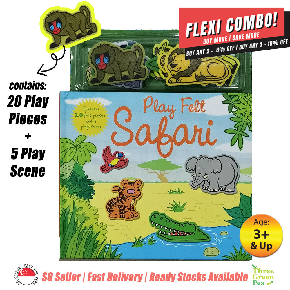 Children Books - Play Felt Board Book | Stick and Play with Scenes On the Farm / Ocean / Safari / Dinosaurs | Suitable for Age 3-5 [B1-3]