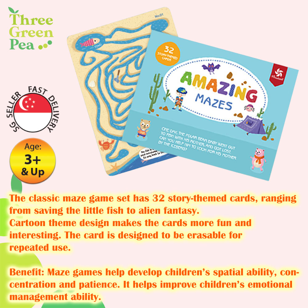 Pinwheel Early Learning Wipe Clean Activity Card Games - Interactive Brain Development Games for Ages 3+ | Brain Teaser/Totally Dotty/Amazing Mazes/Word Search | Great Gift Idea for Children