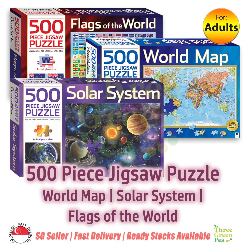 Jigsaw Puzzle for Adults - 500 pieces World Map / Flags of the World (Puzzlebilities) - Great Gift Ideas [B2-1]