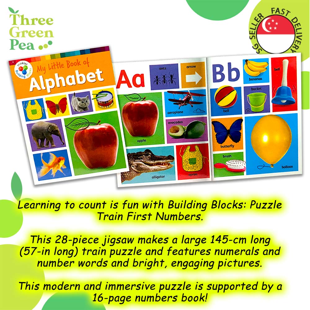 Puzzle Train for Early Learning - ABC / 123 | 28 pieces of puzzle pieces and a book - By Hinkler