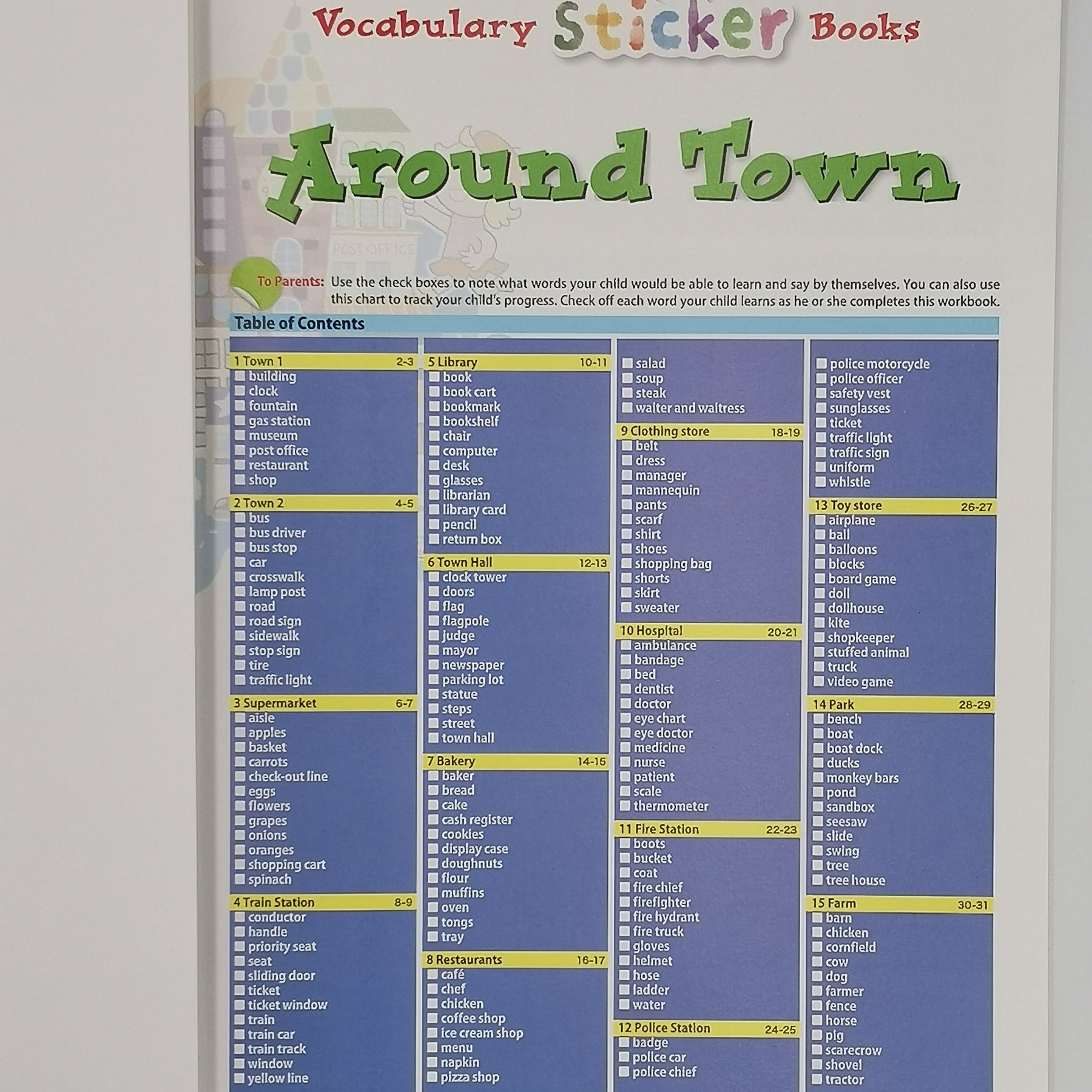 Kumon Vocabulary Sticker Books – Around Town