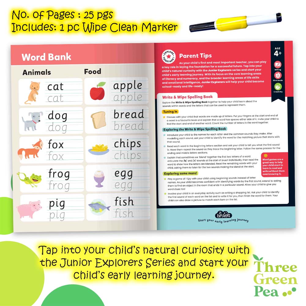 Wipe Clean Books for Children - Write and Wipe Spelling - for 4 years and above