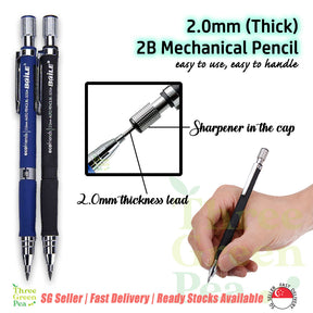 2.0mm 2B Mechanical Pencil with Lead Refill | Great for Kids and Carpentry Works Marking