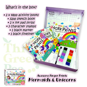 Children Activity Box Set | Awesome Finger Prints (Farm and Dinosaurs / Mermaids and Unicorns) | Great Gift Ideas for Children Age 3 and above