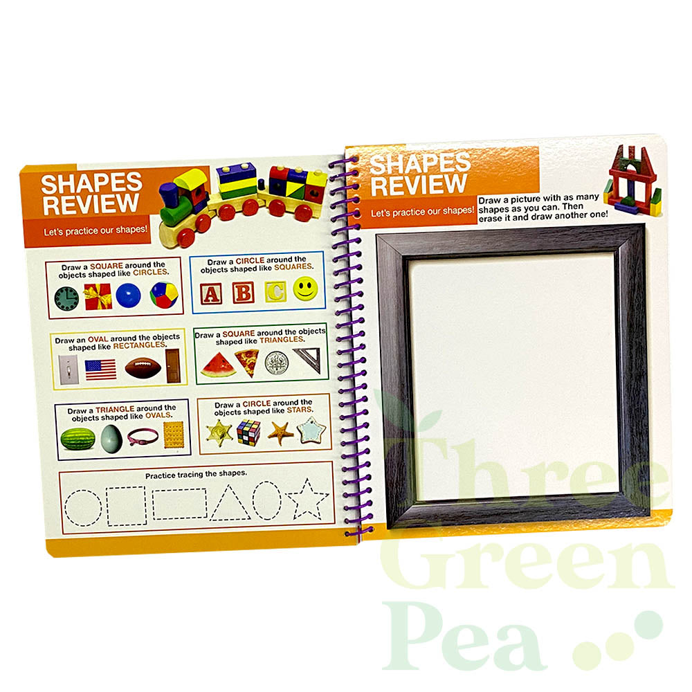 Children Wipe-Clean Workbooks with Erasable Marker | Shapes and Colors / Addition and Subtraction / Draw and Write