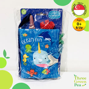 Cloth Book for Baby and Toddler (0-2 yo) with Soft Touch Tabs - Ocean Fun