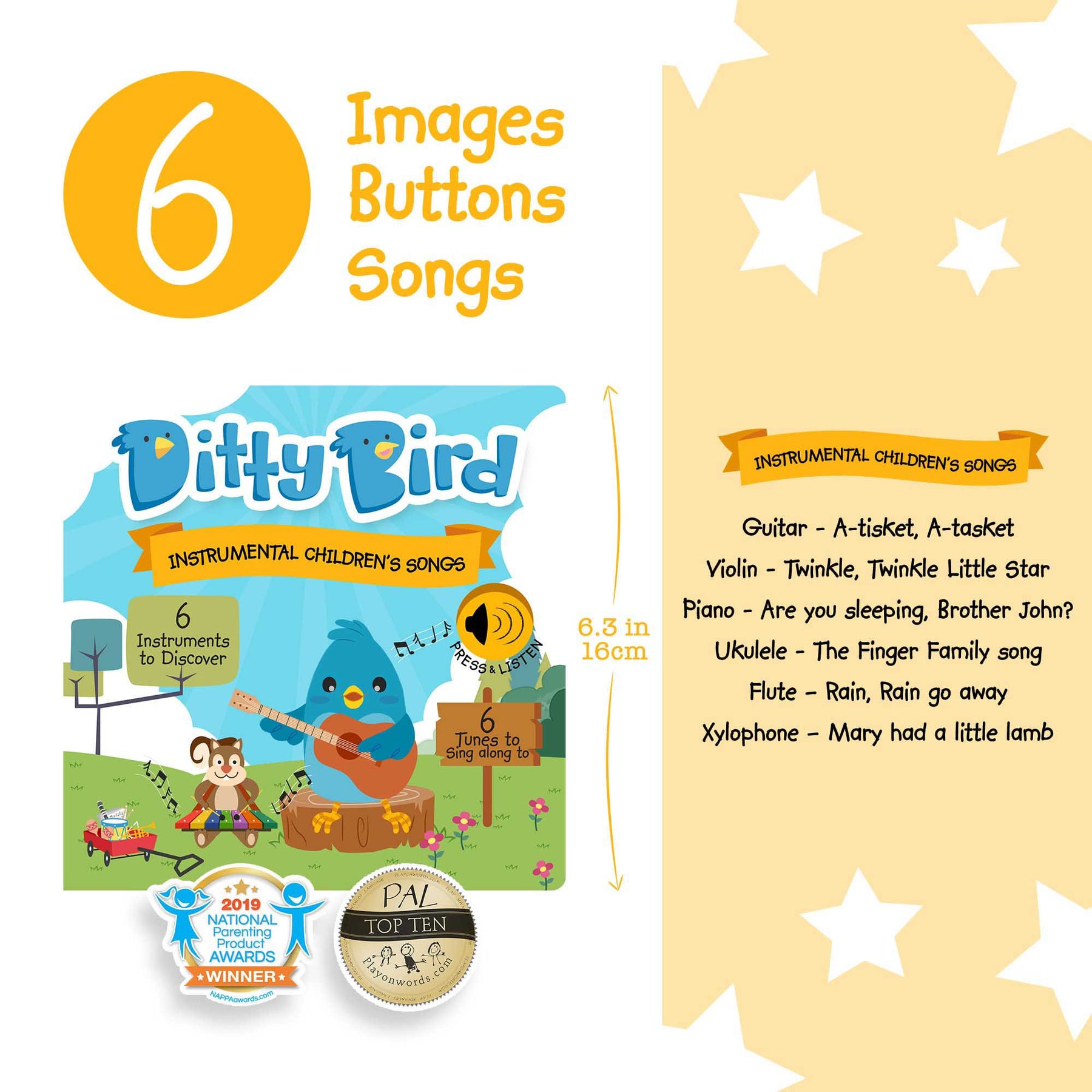 Ditty Bird Instrumental Children Songs Book [Authentic] - Audio Sound Book for Children Ages 1+ Ready Stocks [B1-3 OTHERS]