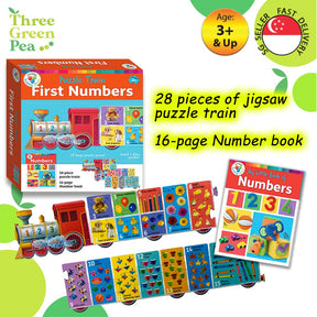 Puzzle Train for Early Learning - ABC / 123 | 28 pieces of puzzle pieces and a book - By Hinkler