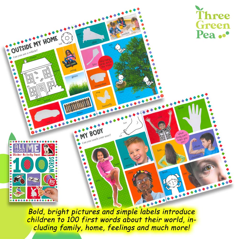First 100 Words - All About Me Stickers and Colour Activity Book | Suitable for Children Age 3 and above