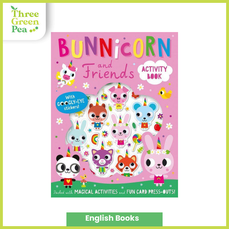 Children Stickers n Puzzles Activity Book | Bunnicorn n Friends with Googly-eye Stickers | Suitable for Age 3 and Above | Engaging, Motor Skills n Brain Development