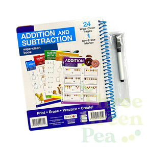 Children Wipe-Clean Workbooks with Erasable Marker | Shapes and Colors / Addition and Subtraction / Draw and Write