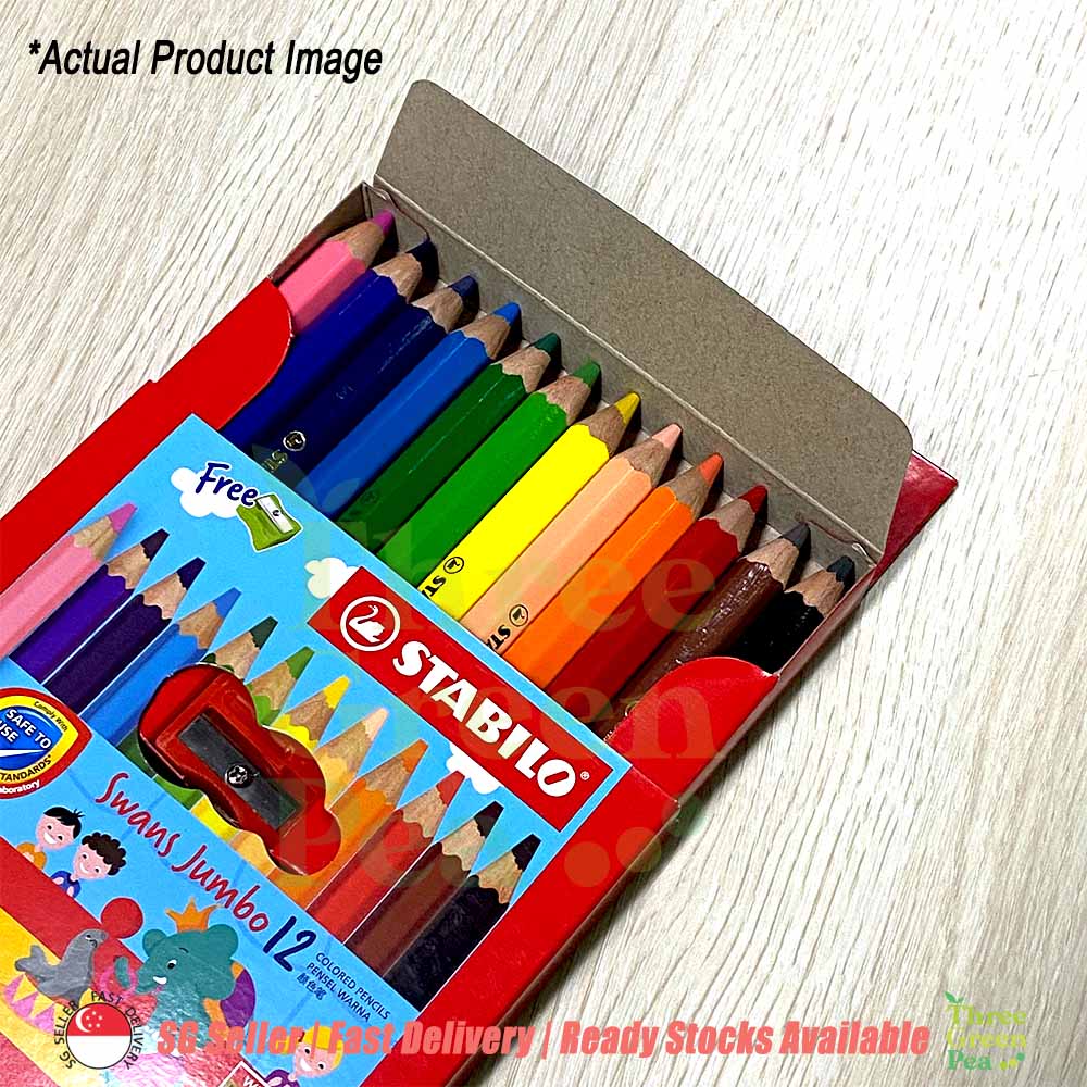 Art and Craft | [Bundle of 2] Stabilo Swans Jumbo Coloured Pencils (Box of 12 Colours) AND Trio Triangular Oil Pastel (Box of 24 Colours)