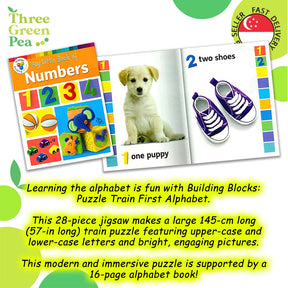 Puzzle Train for Early Learning - ABC / 123 | 28 pieces of puzzle pieces and a book - By Hinkler