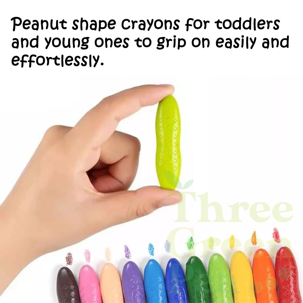 Peanut Crayons (12/24 pcs) for Toddlers and Young Children Age 1 - 4 years  old | Non-toxic, Washable, Easy-to-grip, Bright Colours [RA1-4]
